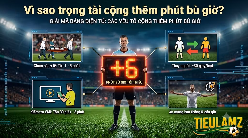Thời gian bù giờ trong bóng đá: Khái niệm, Luật lệ & Kỷ lục